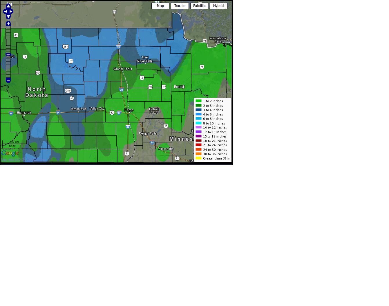 Summary of January 11th/12th 2013 Snowfall in North Dakota